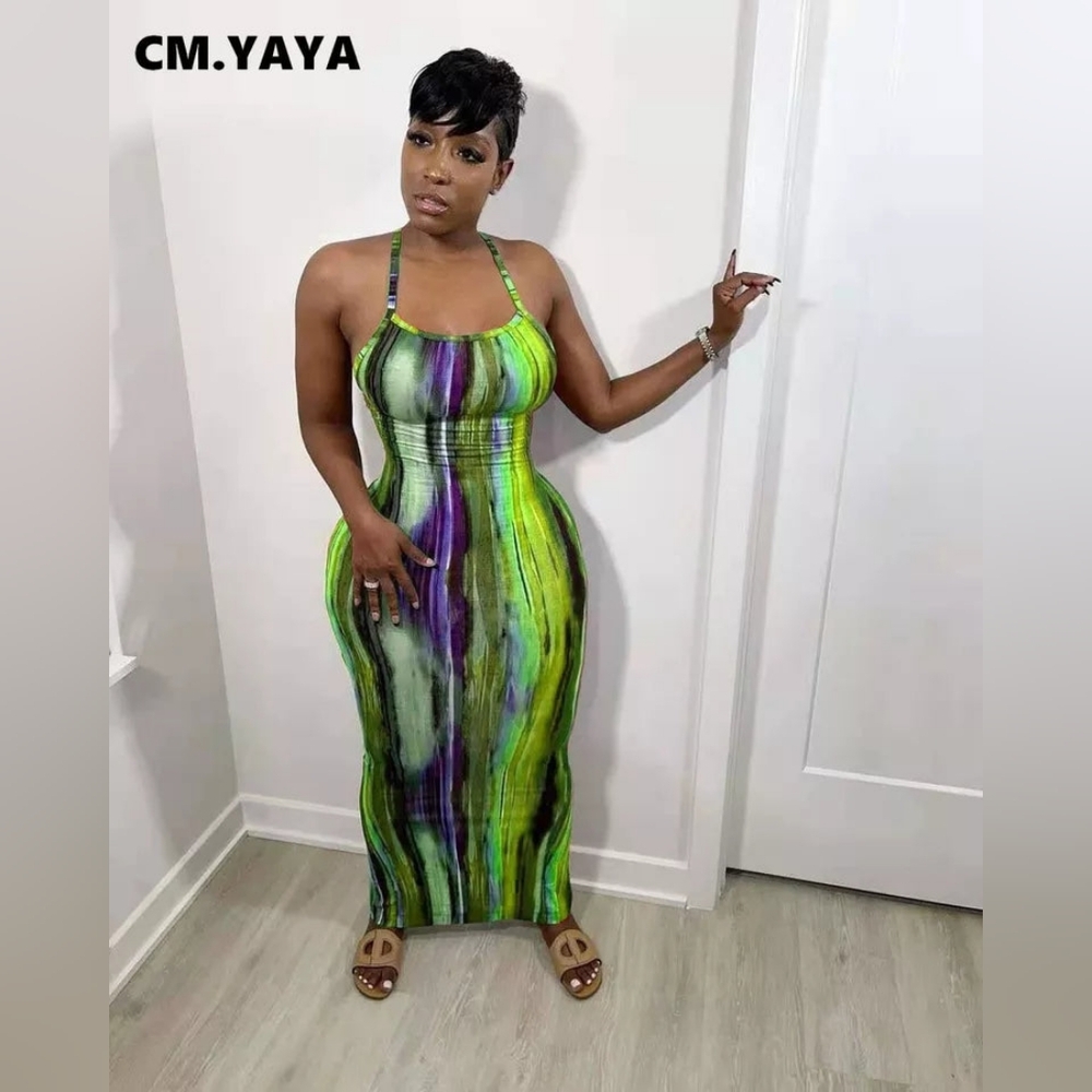 Vibrant Multicolor Strappy Maxi Dress